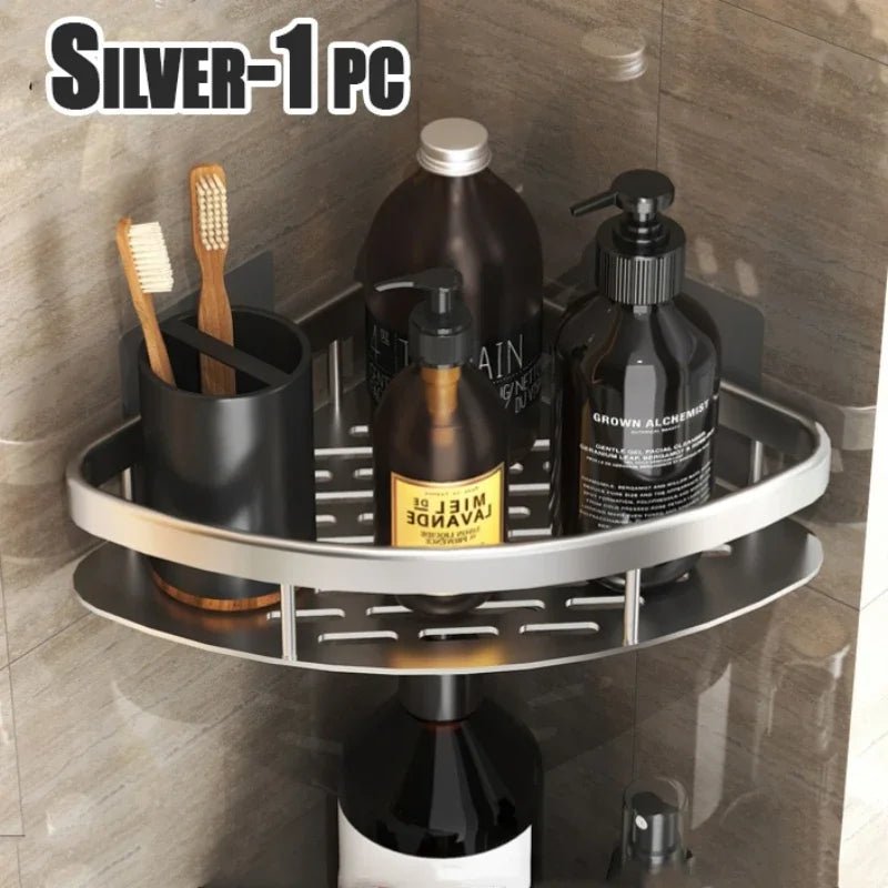 Bad Regal Küche Lagerung Organizer Aluminium Legierung Shampoo Rack Dusche Regal Bad Zubehör Kein Bohrer Regal - flohmarkt-deutschland.shop