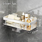 Bad Regal Küche Lagerung Organizer Aluminium Legierung Shampoo Rack Dusche Regal Bad Zubehör Kein Bohrer Regal - flohmarkt-deutschland.shop