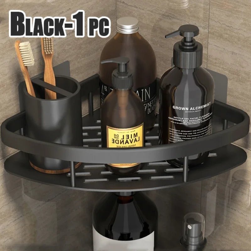 Bad Regal Küche Lagerung Organizer Aluminium Legierung Shampoo Rack Dusche Regal Bad Zubehör Kein Bohrer Regal - flohmarkt-deutschland.shop