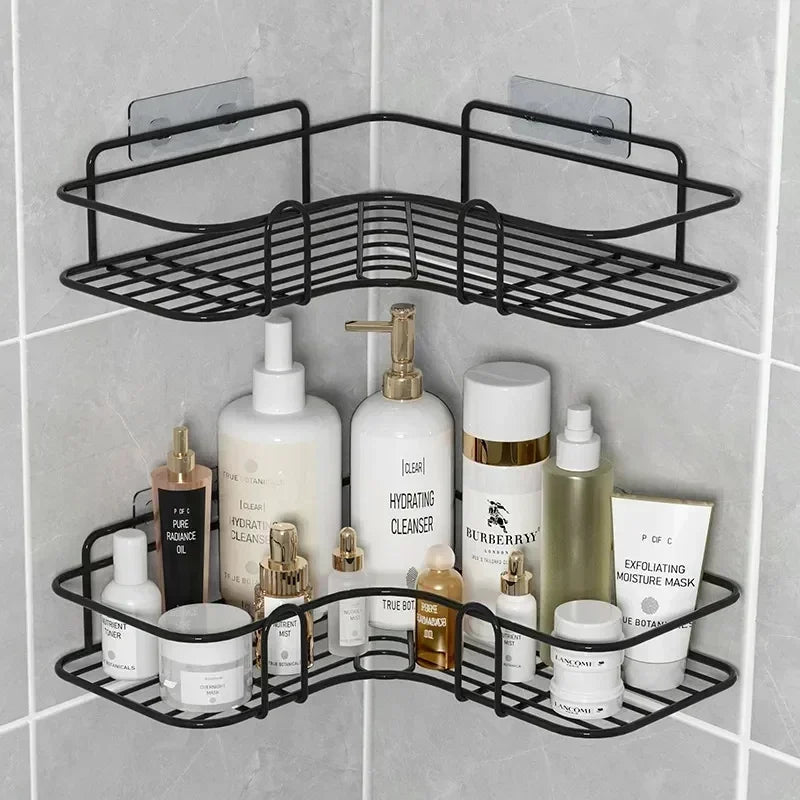 Bad Regal Wand Montiert Ecke Lagerung Regale Shampoo Halter Kosmetik Rack Eisen Dusche Ablauf Korb Badezimmer Organizer - flohmarkt-deutschland.shop