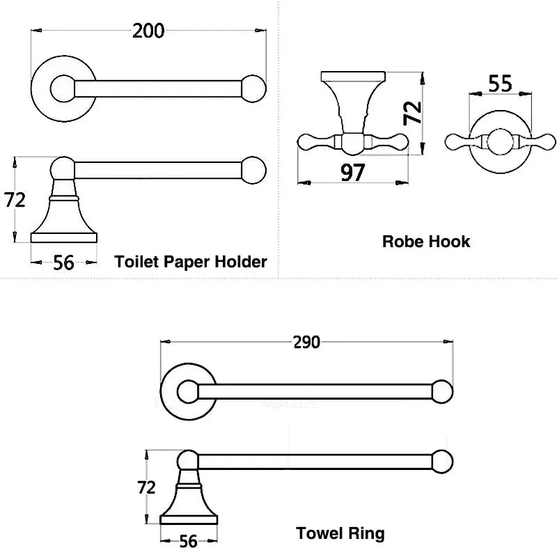 Badezimmer-Accessoires, antikes Messing, Wandmontage, Toilettenpapierhalter, Handtuchring, Robe, Kleiderhaken, Badezimmer-Hardware - flohmarkt-deutschland.shop