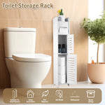 Badezimmer-Aufbewahrungsschrank, 3-stufiger Bodenschrank, Organizer mit Tür, freistehender Toilettenpapierhalter, schmaler Toiletten-Aufbewahrungsschrank - flohmarkt-deutschland.shop