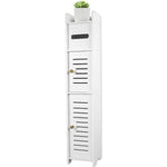 Badezimmer-Aufbewahrungsschrank, 3-stufiger Bodenschrank, Organizer mit Tür, freistehender Toilettenpapierhalter, schmaler Toiletten-Aufbewahrungsschrank - flohmarkt-deutschland.shop