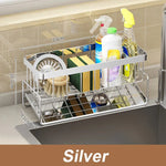 Badezimmer Waschbecken Lagerregal Metall Abflussregal mit Besteckbehälter Geschirrspülschwammhalter Küchenarbeitsplatte Lagerregal - flohmarkt-deutschland.shop
