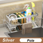 Badezimmer Waschbecken Lagerregal Metall Abflussregal mit Besteckbehälter Geschirrspülschwammhalter Küchenarbeitsplatte Lagerregal - flohmarkt-deutschland.shop