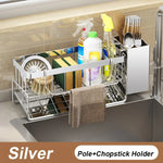 Badezimmer Waschbecken Lagerregal Metall Abflussregal mit Besteckbehälter Geschirrspülschwammhalter Küchenarbeitsplatte Lagerregal - flohmarkt-deutschland.shop