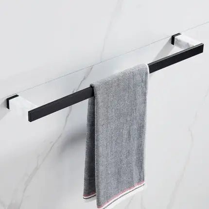 Badezimmerzubehör-Set, schwarzes Badezimmerregal, Handtuchhalter, Handtuchhalter, Papierhalter, Toilettenbürstenhalter aus Marmor und Messing - flohmarkt-deutschland.shop