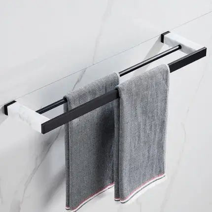 Badezimmerzubehör-Set, schwarzes Badezimmerregal, Handtuchhalter, Handtuchhalter, Papierhalter, Toilettenbürstenhalter aus Marmor und Messing - flohmarkt-deutschland.shop