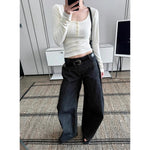 Baggy Denim Hose Washed Vintage High Waist Solid Casual Minimalist Hose Grunge Übergroße Street Retro Jeans - flohmarkt-deutschland.shop