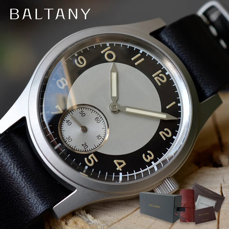 Baltany S2027 Tuxedo Retro Uhr – 36mm, Quarz, Sub-Sekunde, Leder, Leuchtend - flohmarkt-deutschland.shop