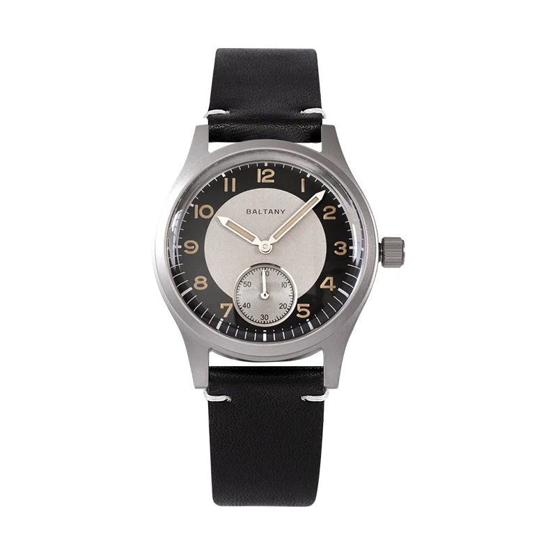 Baltany S2027 Tuxedo Retro Uhr – 36mm, Quarz, Sub-Sekunde, Leder, Leuchtend - flohmarkt-deutschland.shop