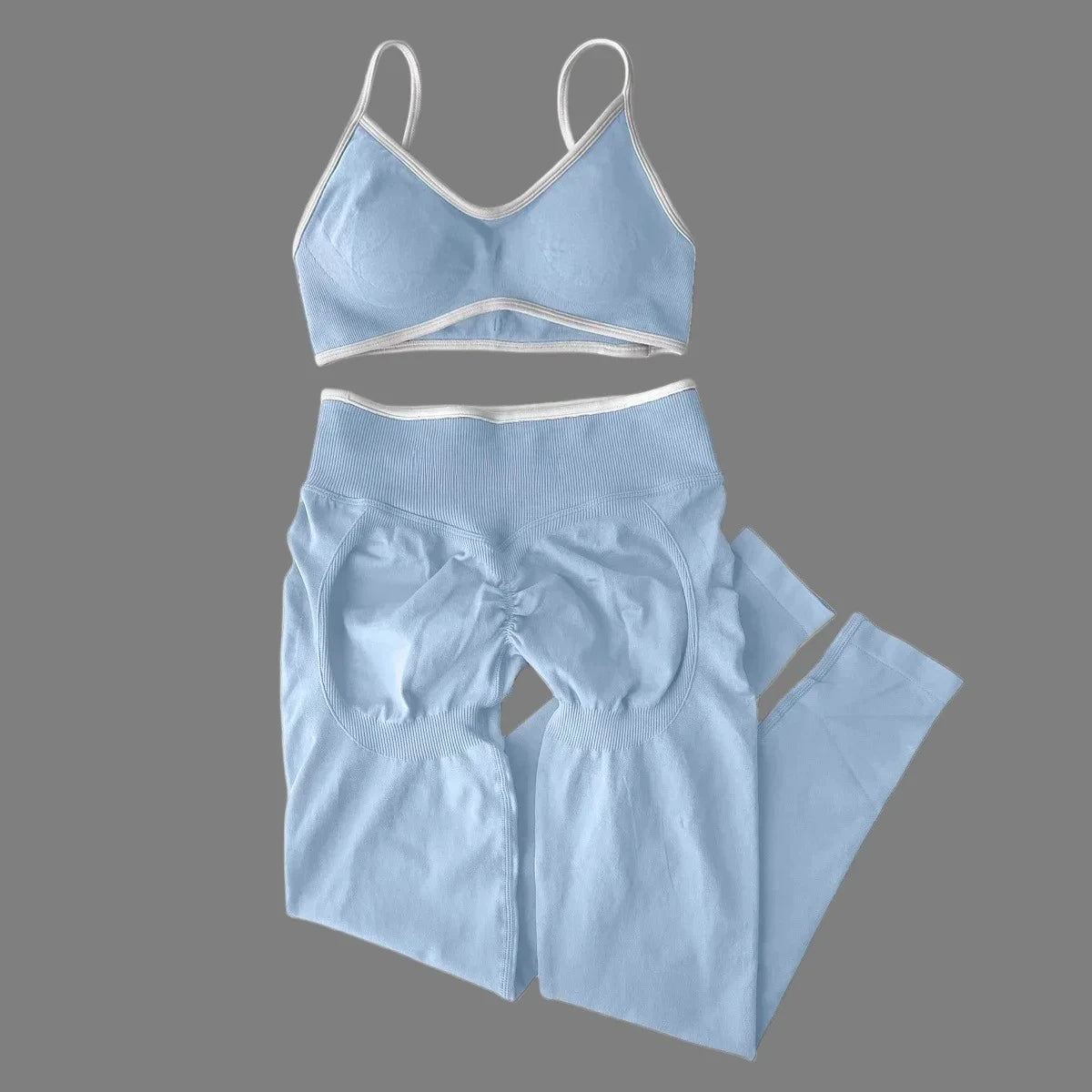 Women's 2-Piece Color Block Yoga Set: Camisole Bra & Seamless Fitted Leggings, Suitable for Fitness and Exercise