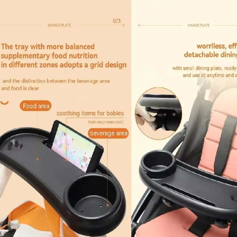 Antislip Stroller Cup Holder Practical Detachable Universal Stroller Tray Handy Convenient Pushchair Snack Table Toddlers
