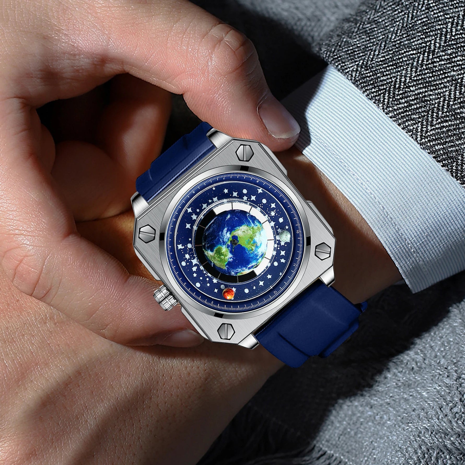 BINBOND Earth & Star Herrenuhr – Quarz, Leuchtend, Wasserdicht, Sport & Casual - flohmarkt-deutschland.shop