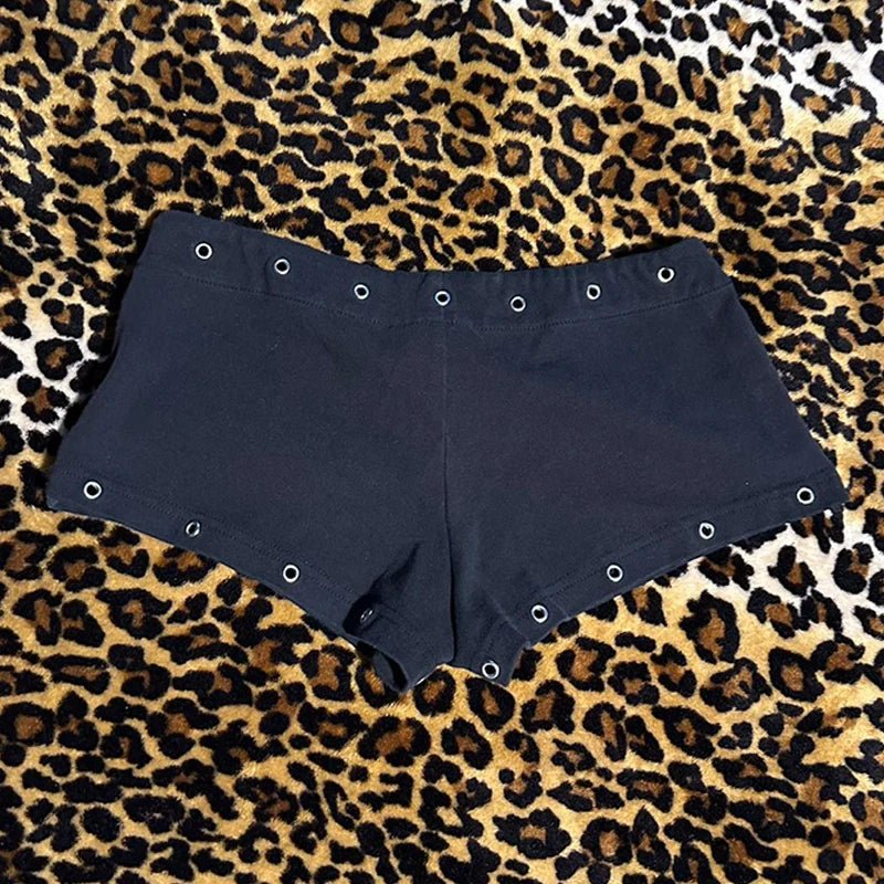 Black casual fashion willow nail print Y2K sexy slim fit versatile low waist Gothic hip-hop street men's and women's fashion emo - flohmarkt-deutschland.shop