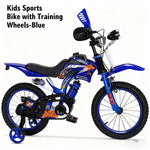 Blaues Offroad-Motorrad, Pedal, Fahrrad für Jungen und Mädchen, 12/16 Zoll, Kinder-Grundmodell, Außenhandel - flohmarkt-deutschland.shop