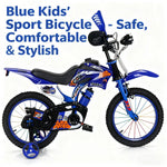 Blaues Offroad-Motorrad, Pedal, Fahrrad für Jungen und Mädchen, 12/16 Zoll, Kinder-Grundmodell, Außenhandel - flohmarkt-deutschland.shop