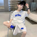 Boys Summer Casual Sets Thin Handsome T-shirt + Loose Shorts 2Pcs Kids Sportswear Loungewear Outfit Teenager Suit 5-14 Years - flohmarkt-deutschland.shop