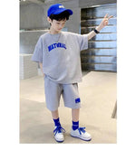 Boys Summer Casual Sets Thin Handsome T-shirt + Loose Shorts 2Pcs Kids Sportswear Loungewear Outfit Teenager Suit 5-14 Years - flohmarkt-deutschland.shop
