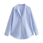 BSAY Frauen Mode Langarm einreiher Revers Baumwolle Oxford Bluse Straße Kleidung Hemd Chic Damen Crop Tops Mujer - flohmarkt-deutschland.shop