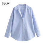 BSAY Frauen Mode Langarm einreiher Revers Baumwolle Oxford Bluse Straße Kleidung Hemd Chic Damen Crop Tops Mujer - flohmarkt-deutschland.shop