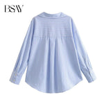 BSAY Frauen Mode Langarm einreiher Revers Baumwolle Oxford Bluse Straße Kleidung Hemd Chic Damen Crop Tops Mujer - flohmarkt-deutschland.shop