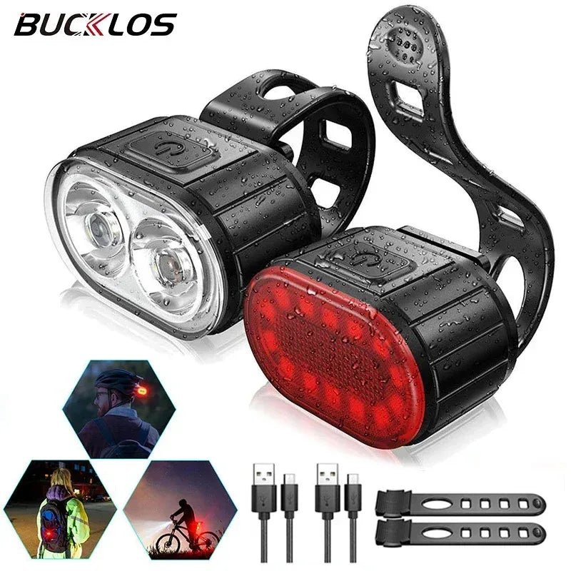 BUCKLOS Fahrradbeleuchtung Vorder- und Rücklichter Fahrradlampe LED-Fahrradlicht Fahrrad-Taschenlampe für Fahrrad Vorder- und Rücklicht Laterne - flohmarkt-deutschland.shop