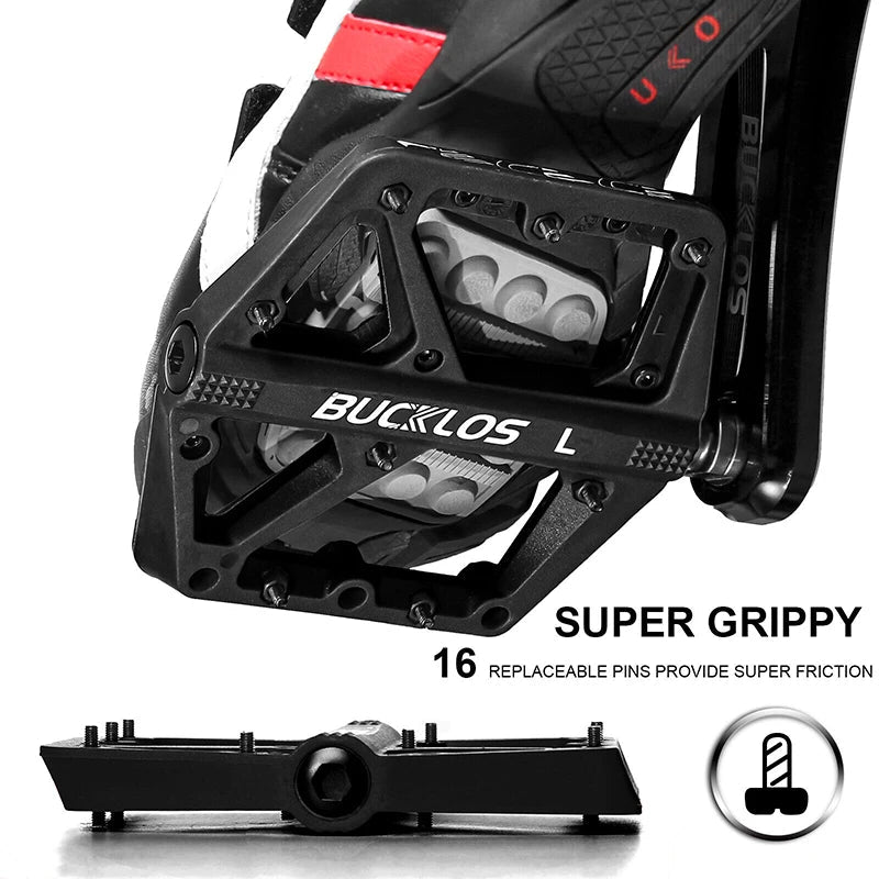 BUCKLOS Fahrradpedal, ultraleichte Pedalplattform für Rennrad, Mountainbike, rutschfeste Nylon-versiegelte Lager, flache Pedale, MTB-Fahrradteil - flohmarkt-deutschland.shop