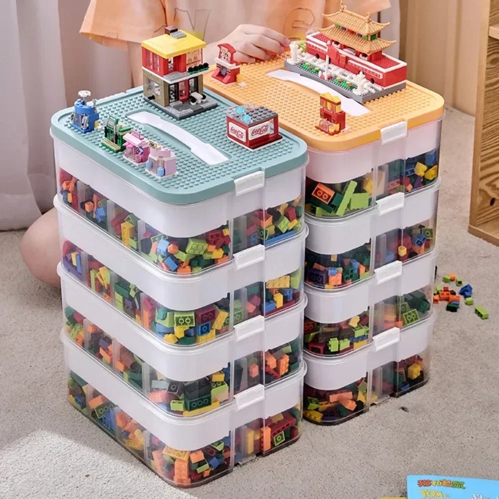 Building Blocks Storage Box 02 - Transparente Aufbewahrungsbox Staubdicht Feuchtigkeitsresistent, Sortierbar Und Stapelbar - flohmarkt-deutschland.shop