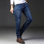 Business-Herrenjeans, lässig, bequem, gerade, Stretch, modisch, für Herren, klassisch, Premium-Blau, Schwarz, Denim-Hose - flohmarkt-deutschland.shop