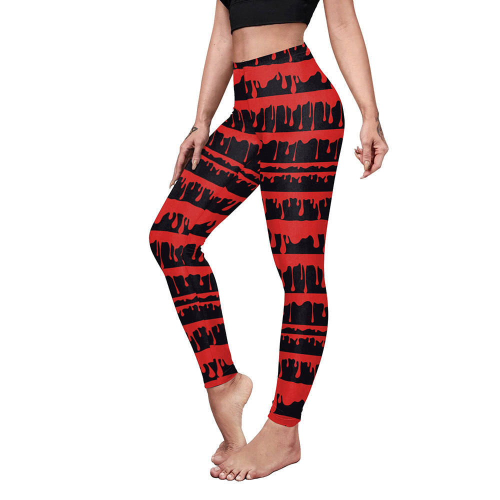 Women's Casual Pumpkin Spider Web Printed Yoga Pants
