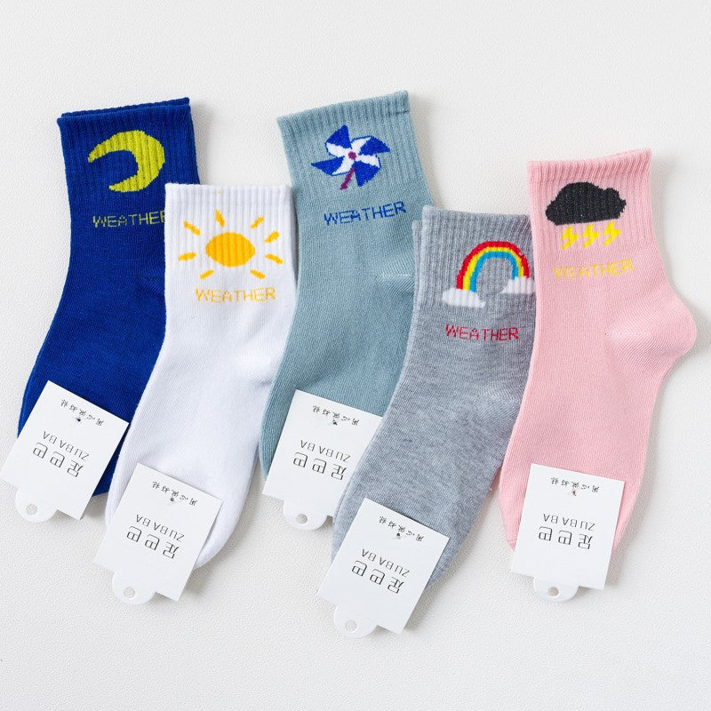 Cute Cartoon Mid-Calf Socks for Women, Japanese Style