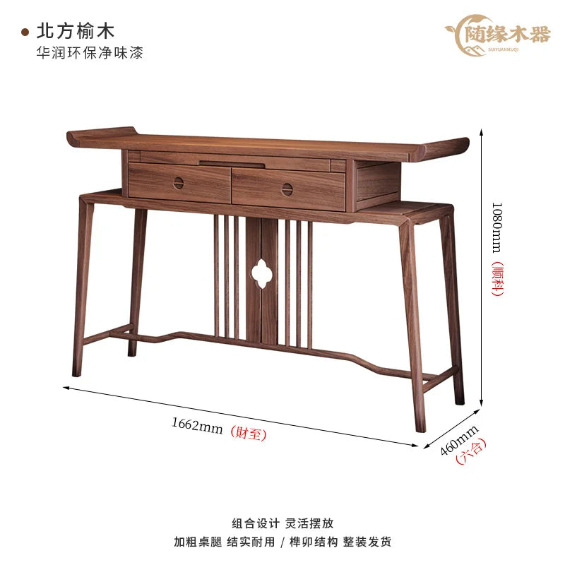 XL Altar Incense Burner Table Black Walnut Wooden Hallway Altar Buddhist Hall Guanyin God of Wealth Prayer Altar Table