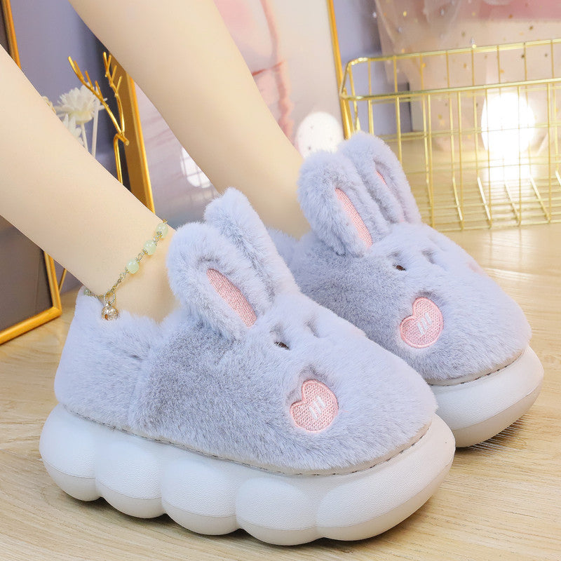 Cute Rabbit Women's Plush Cotton Non-Slip Slippers