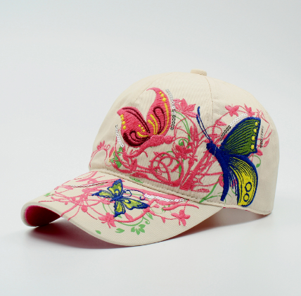 Butterfly Embroidery Baseball Cap with Sun Protection