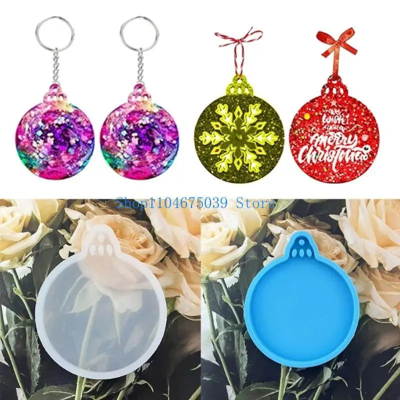 5asd Beautiful Resin Mould Crystal Ornaments Makiing Mold Christmas Round Silicone Mold Handy Blank Mold for Artistic Creator