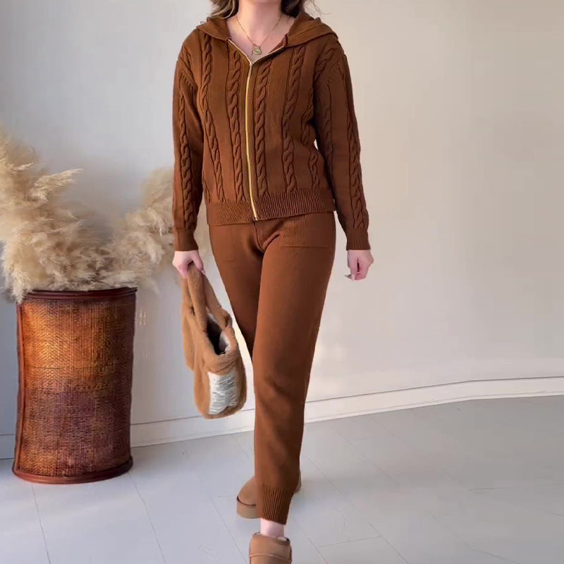 2023 Autumn New Casual Hooded Zip-Up Loungewear Set