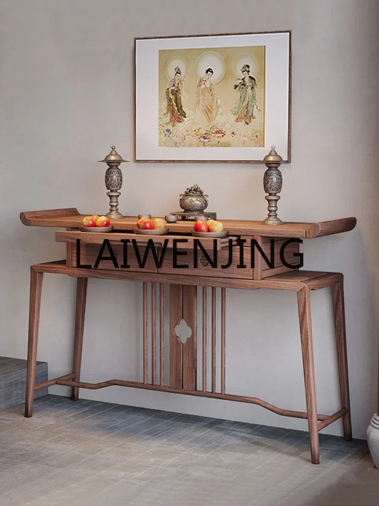 XL Altar Incense Burner Table Black Walnut Wooden Hallway Altar Buddhist Hall Guanyin God of Wealth Prayer Altar Table
