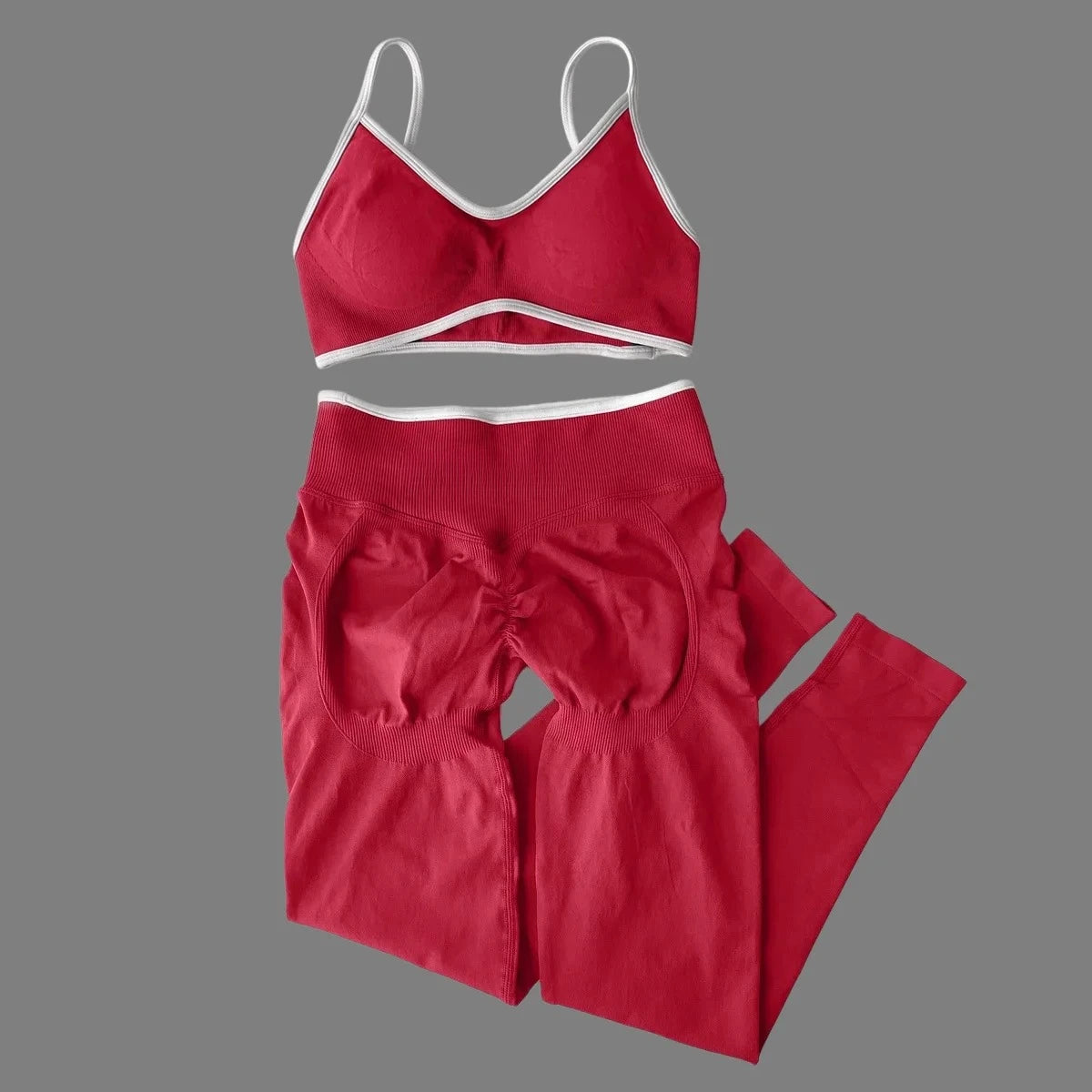 Women's 2-Piece Color Block Yoga Set: Camisole Bra & Seamless Fitted Leggings, Suitable for Fitness and Exercise