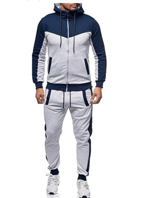 Men's Hooded Sports Zip-Up Set for Autumn/Winter