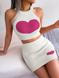 Women's Knitted Gradient Crop Top and Skirt Suit Set