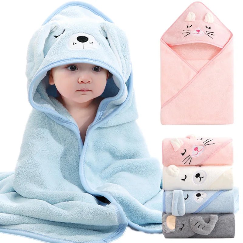 Cartoon-Tier Baby-Badetücher Weiche Kapuzenhandtücher für Neugeborene Kleinkind-Bademantel Warme Schlafwickel für Jungen und Mädchen - flohmarkt-deutschland.shop