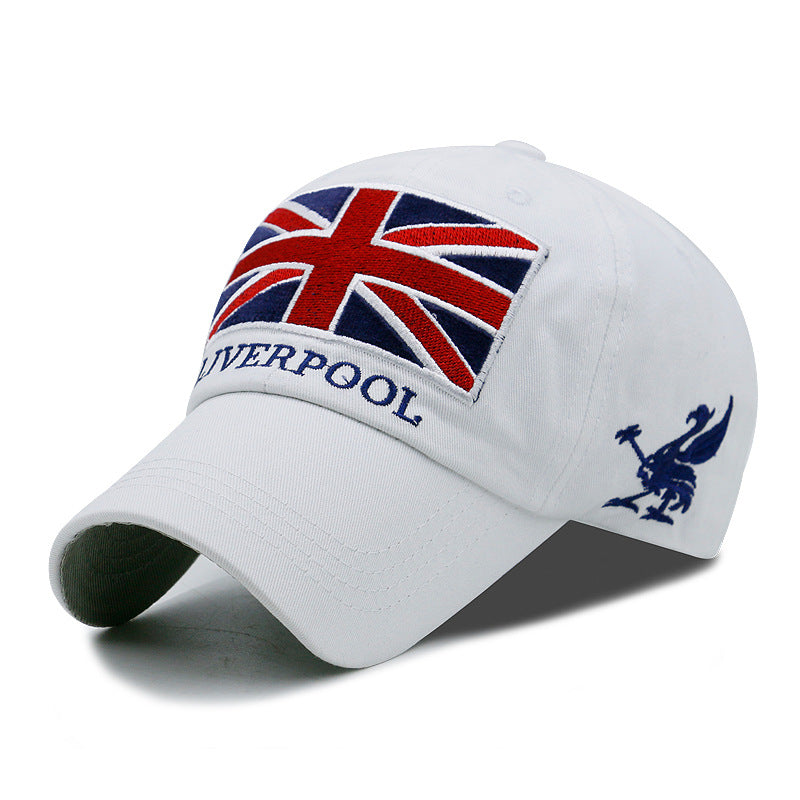 Korean Style Cotton Baseball Cap with Embroidered Flag