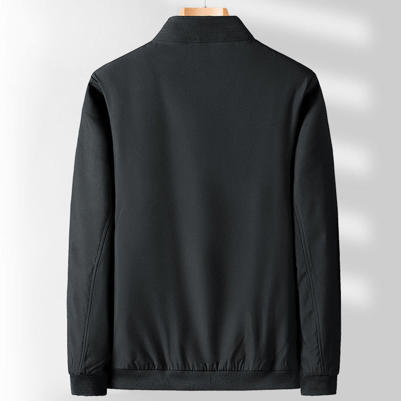 Men's Plus Size Zipper Jacket with Stand Collar and Pockets