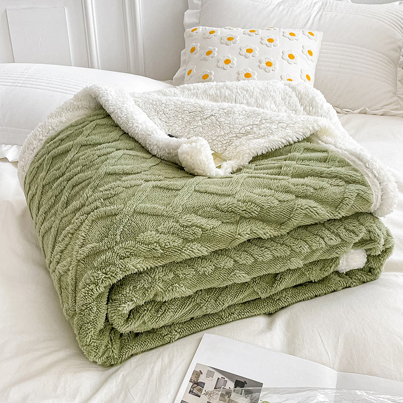 Thick Double Layer Lamb Fleece Blanket for Fall/Winter
