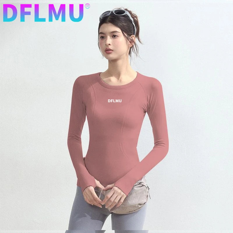 Women Quick-drying Breathable Tight-fitting Yoga Clothes Soft Running Sports Long-sleeved Tops Training Fitness T-shirts