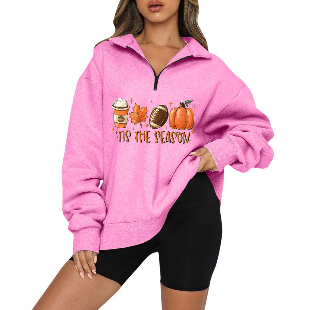 Halloween Pumpkin Print Casual Zipper Hoodie