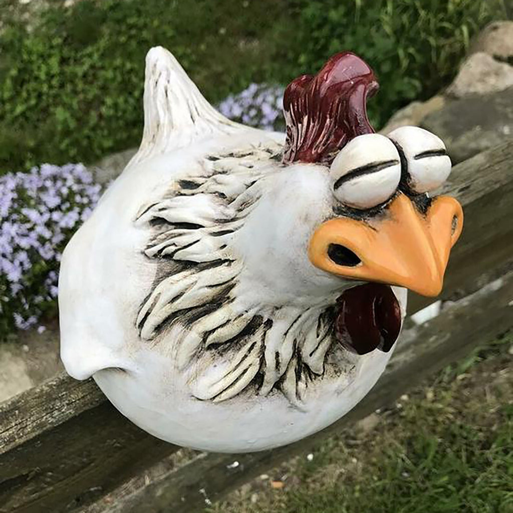 Funny Chicken Fence Resin Garden Statue for Home Decor