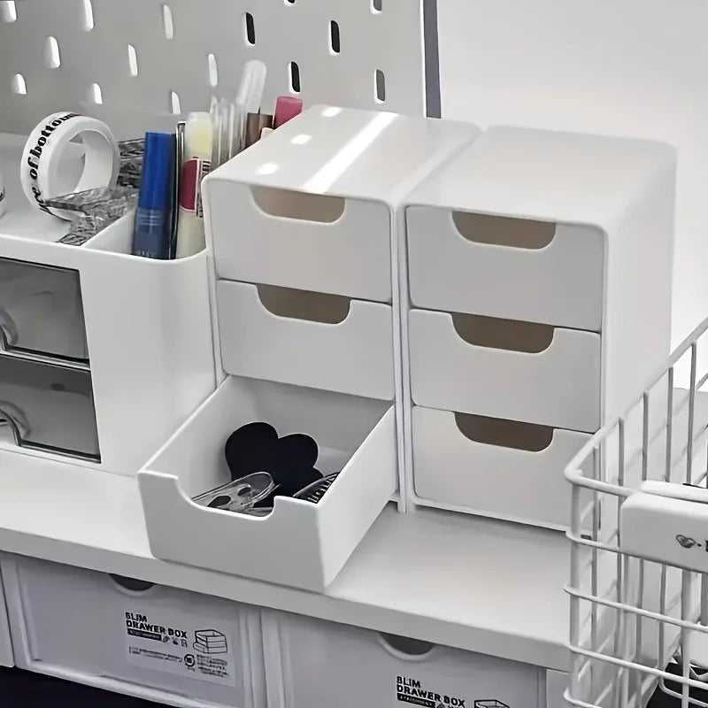 Chic 3-Stufiger Schreibtisch-Organizer Mit Schubladen - Ideal Für Bürobedarf Und Kosmetik Aufbewahrung - Tragbar - flohmarkt-deutschland.shop