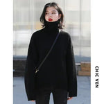 CHIC VEN Koreanische frauen Pullover Lose Rollkragen Pullover Warme Solide Pullover Strickwaren Grundlegende Weibliche Tops Herbst Winter 2022 - flohmarkt-deutschland.shop